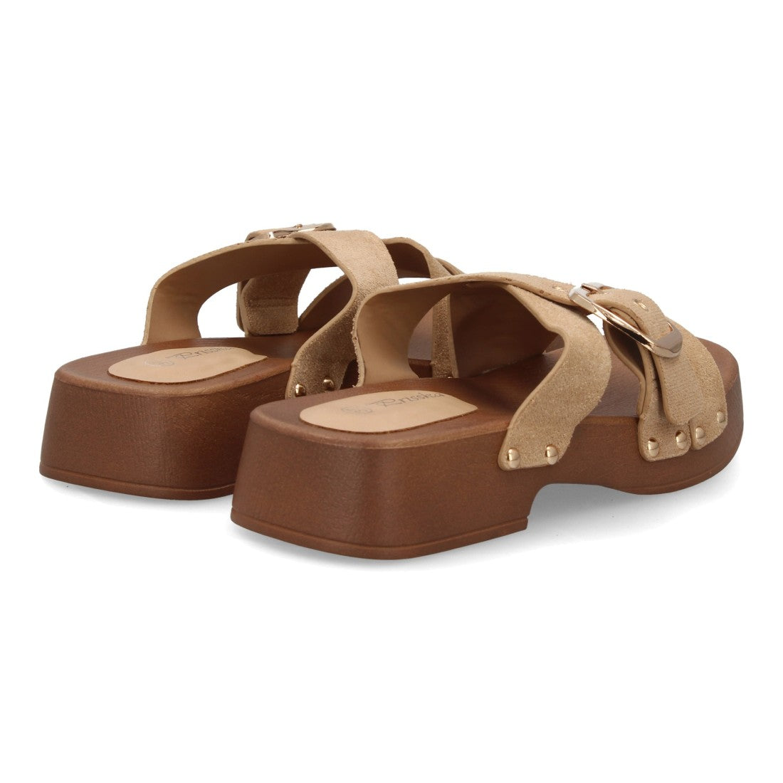 Sandalia pala beige plataforma madera mujer