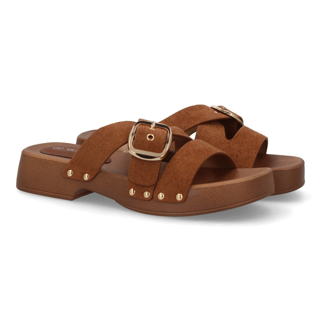 Sandalia pala marrón plataforma madera mujer