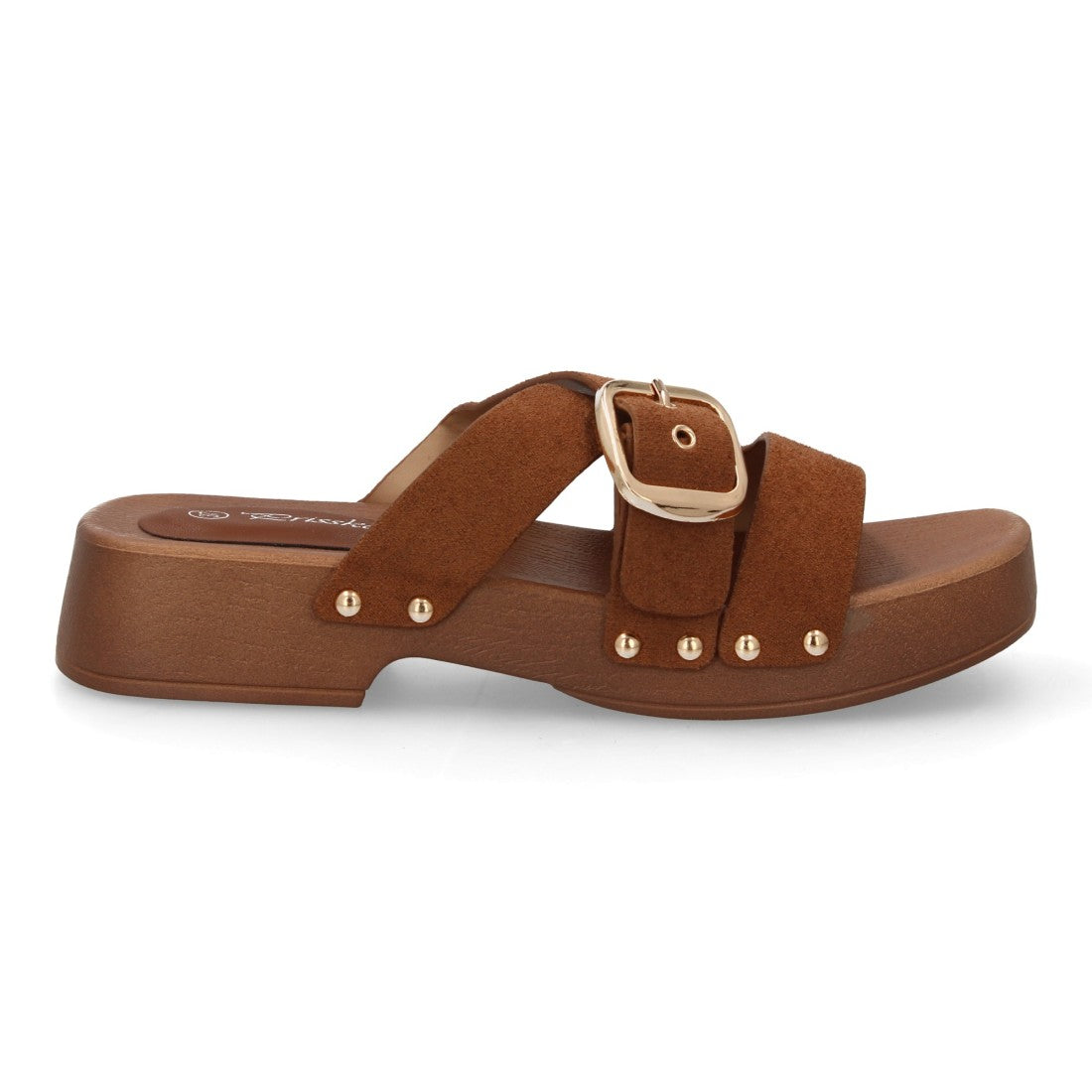 Sandalia pala marrón plataforma madera mujer