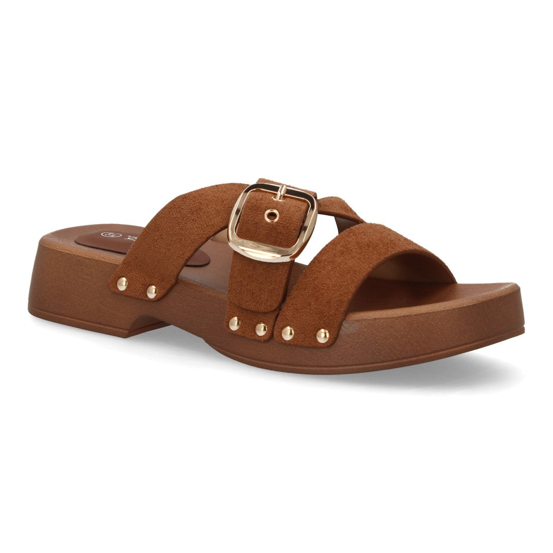 Sandalia pala marrón plataforma madera mujer