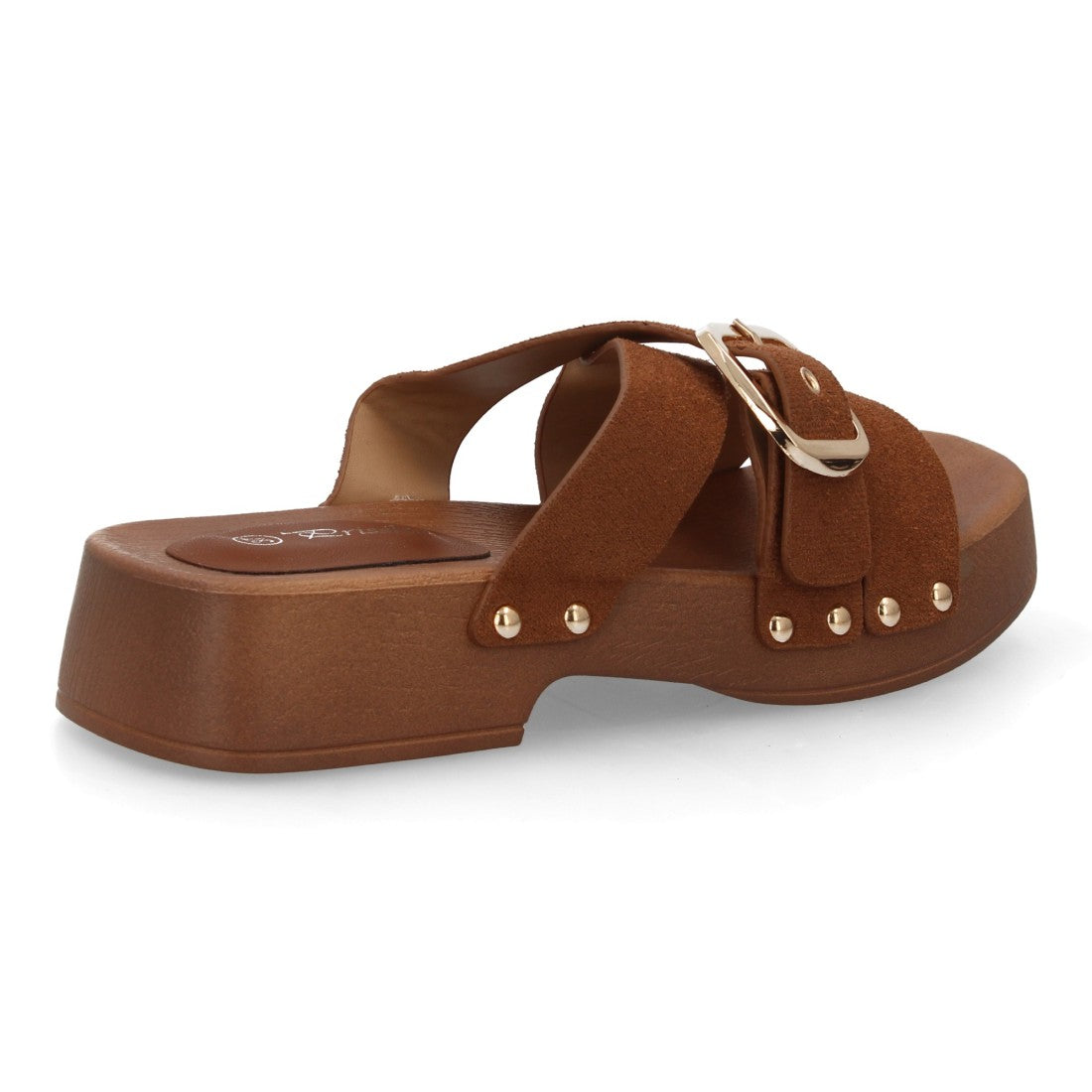 Sandalia pala marrón plataforma madera mujer