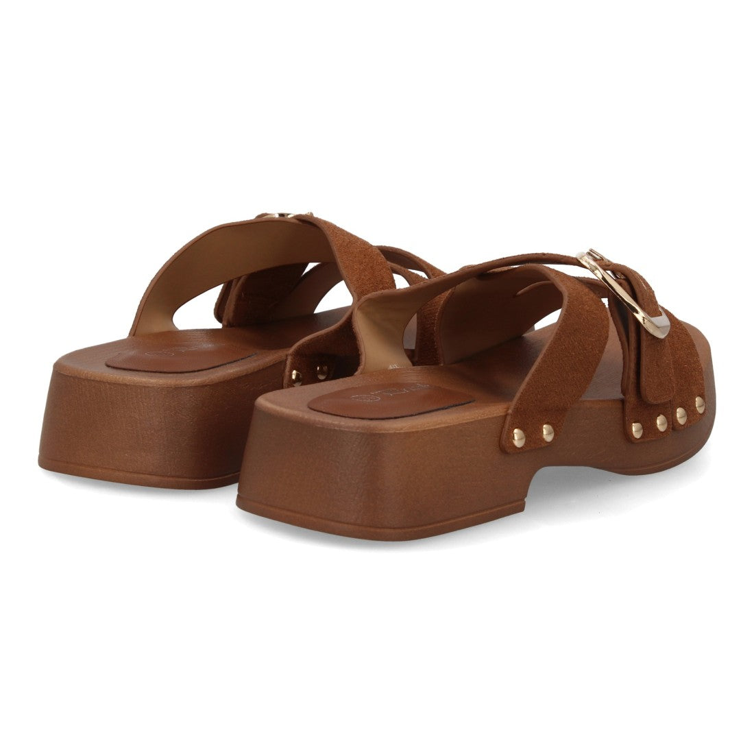 Sandalia pala marrón plataforma madera mujer