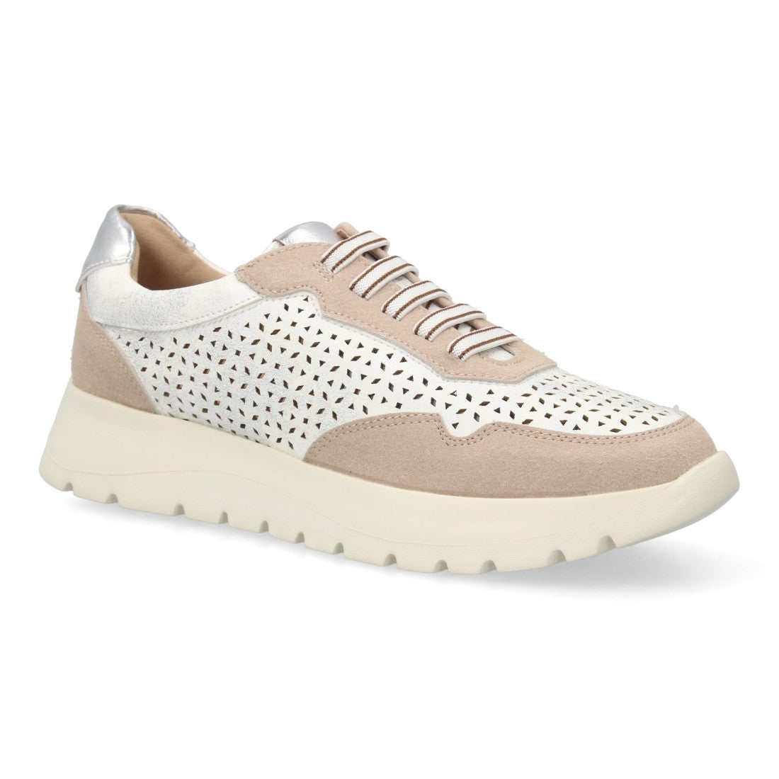 Zapatillas casual slip on mujer taupe diseño calado moderno