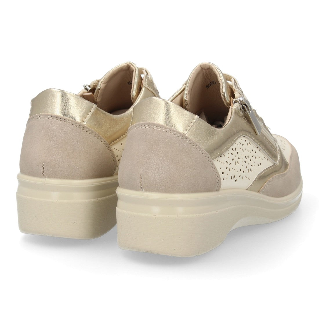 Zapatilla casual oro cuña calada mujer