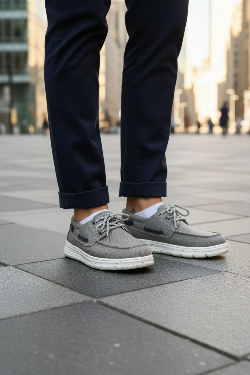 Zapato náutico gris hombre casual