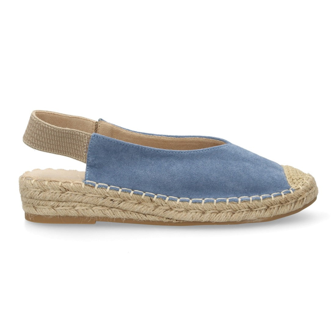 Alpargata plana mujer azul suela yute elástico lona cómoda