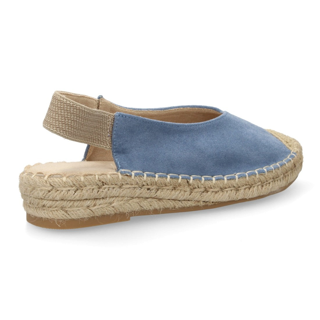 Alpargata plana mujer azul suela yute elástico lona cómoda