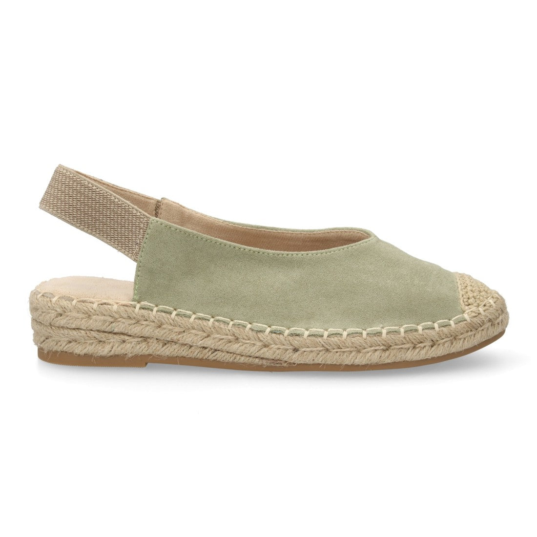 Alpargata plana mujer verde suela yute elástico diseño minimal