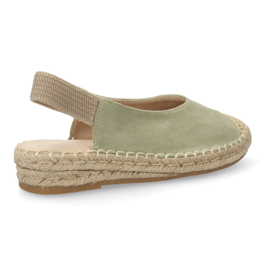 Alpargata plana mujer verde suela yute elástico diseño minimal
