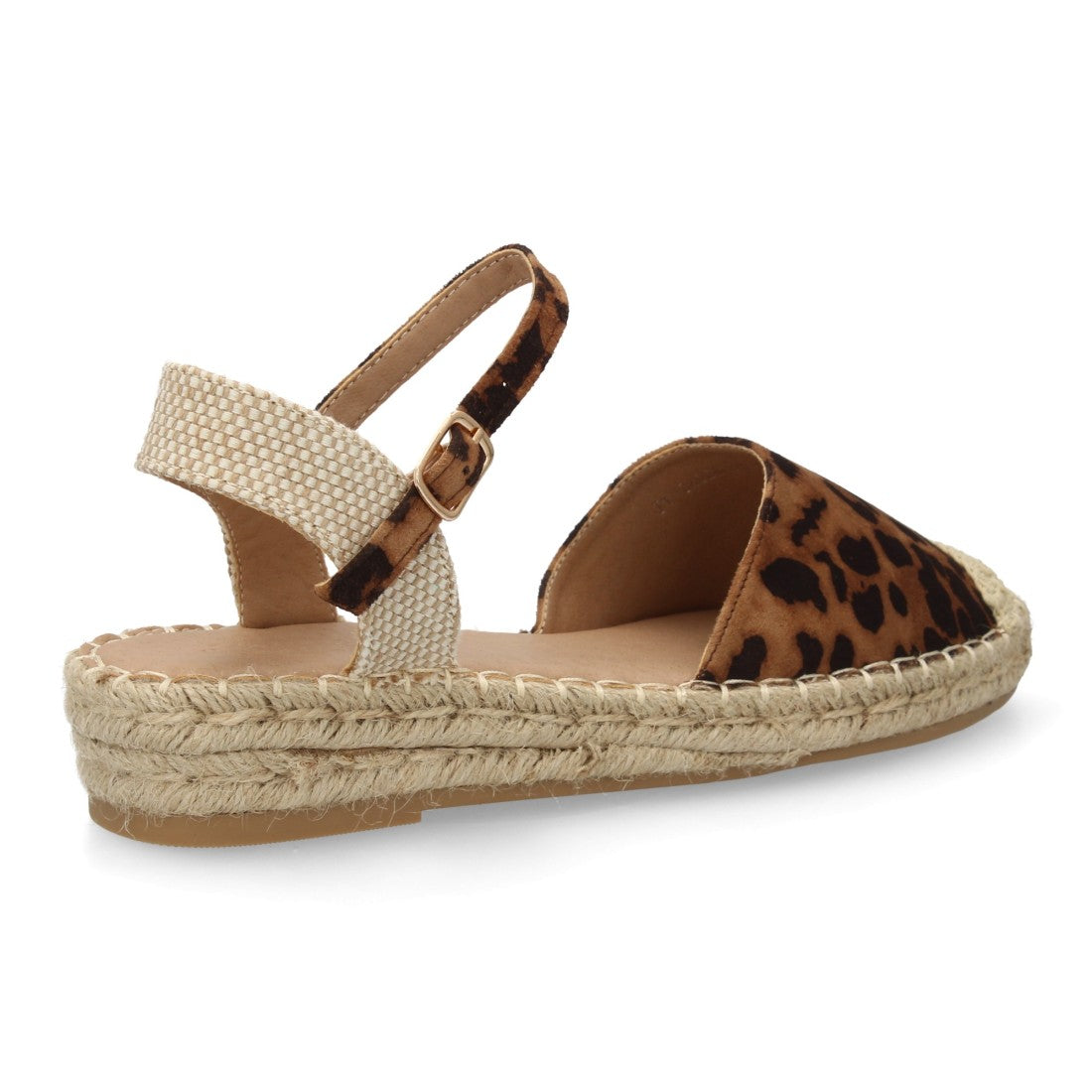 Sandalia alpargata mujer leopardo cuña yute animal print
