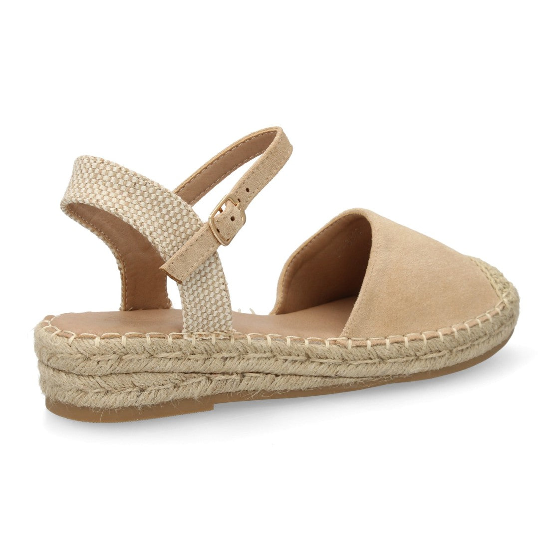 Sandalia alpargata mujer beige cuña esparto artesanal hebilla