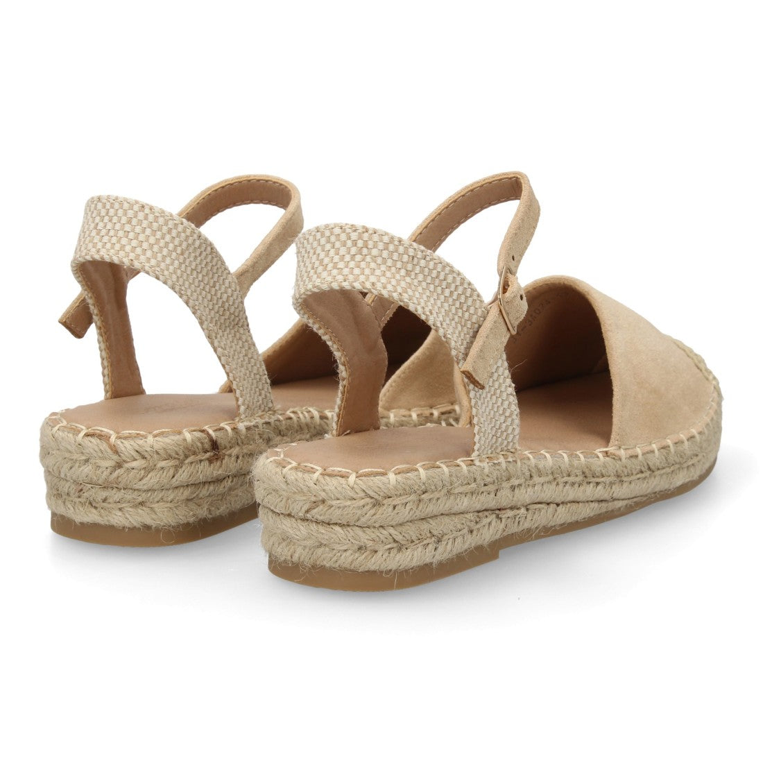 Sandalia alpargata mujer beige cuña esparto artesanal hebilla