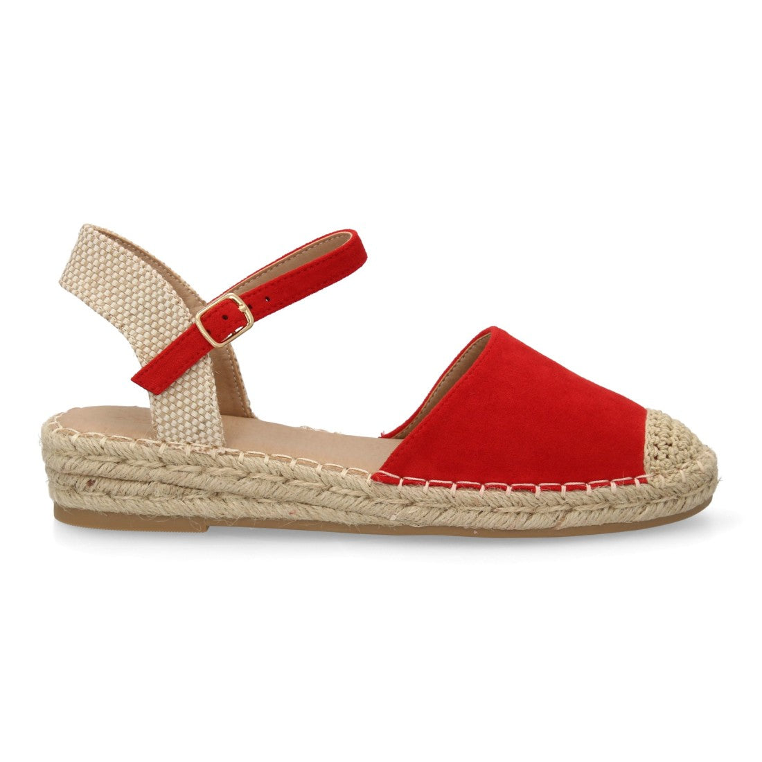 Sandalia alpargata mujer roja cuña esparto diseño verano