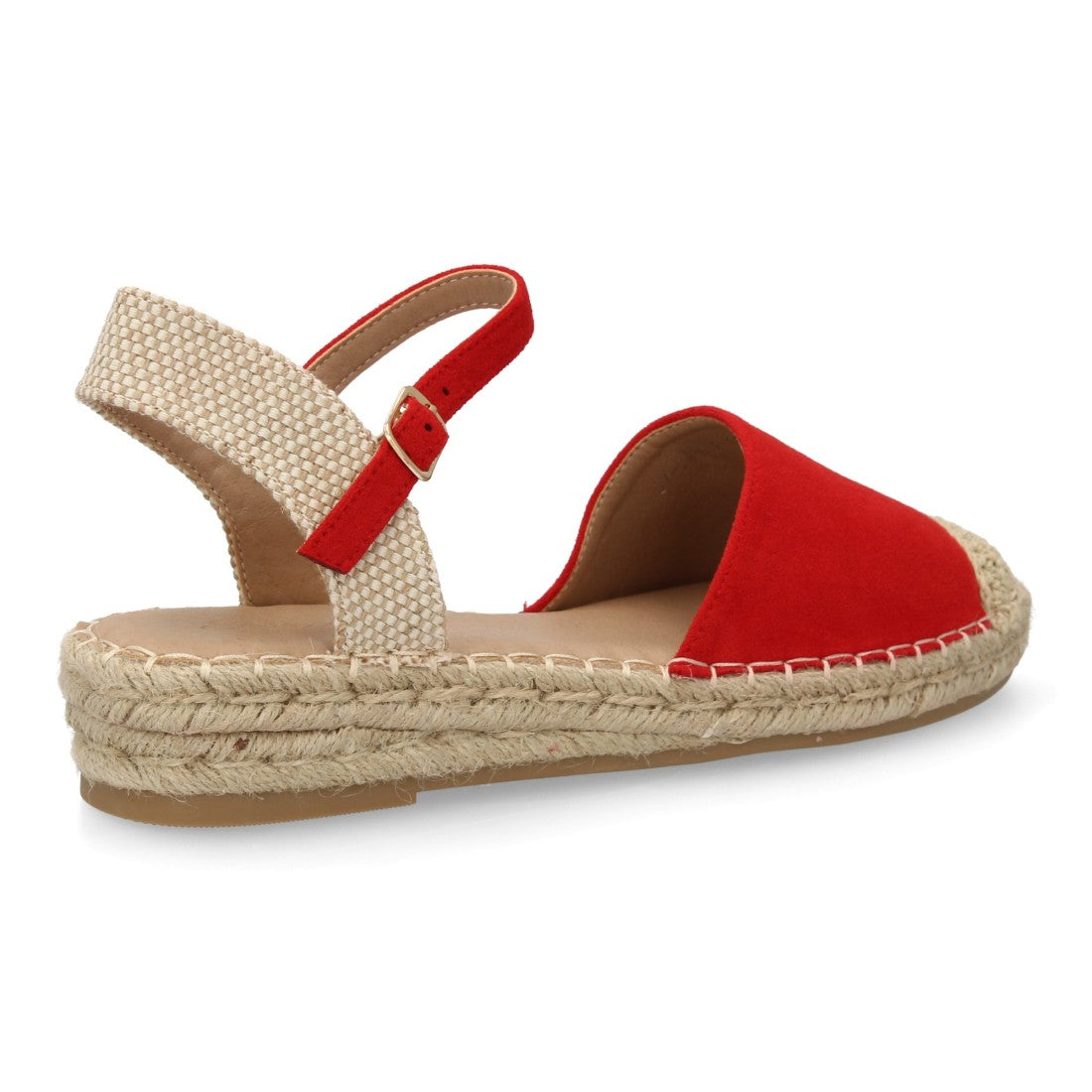Sandalia alpargata mujer roja cuña esparto diseño verano