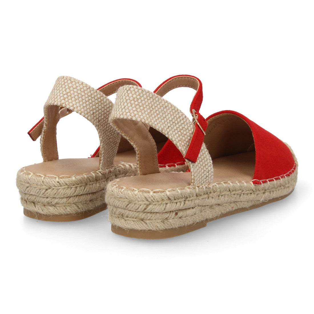 Sandalia alpargata mujer roja cuña esparto diseño verano