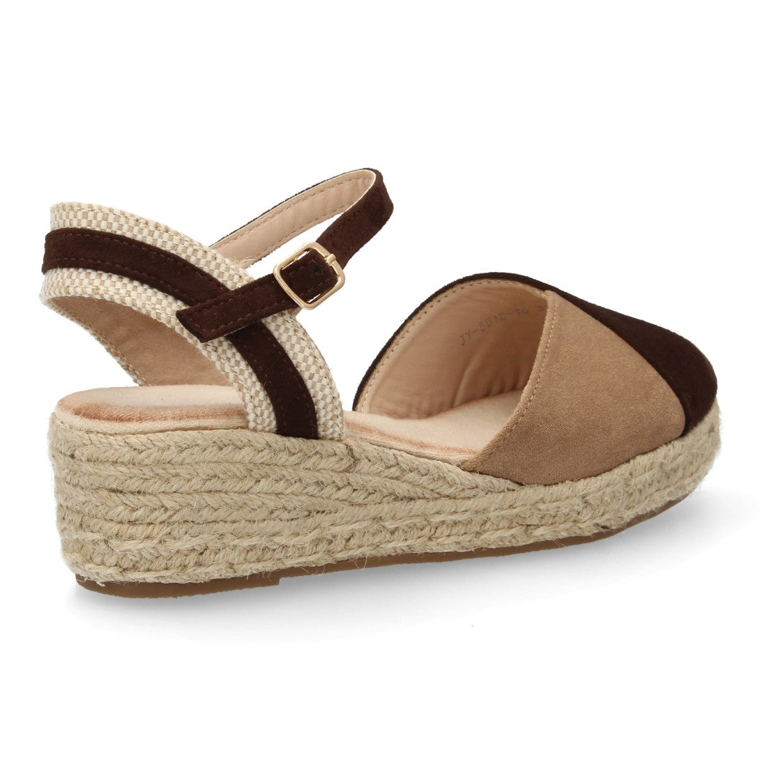sandalia cuña yute marron bordado floral