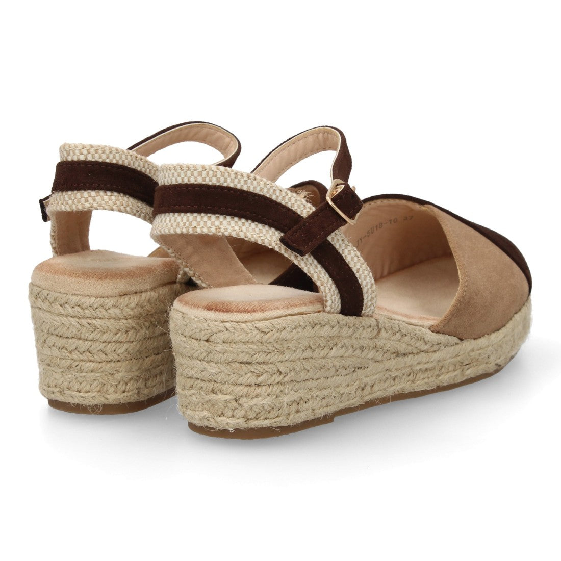 sandalia cuña yute marron bordado floral