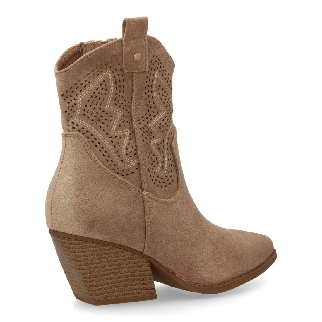 Botín cowboy kaki mujer calados transpirable tacón ancho