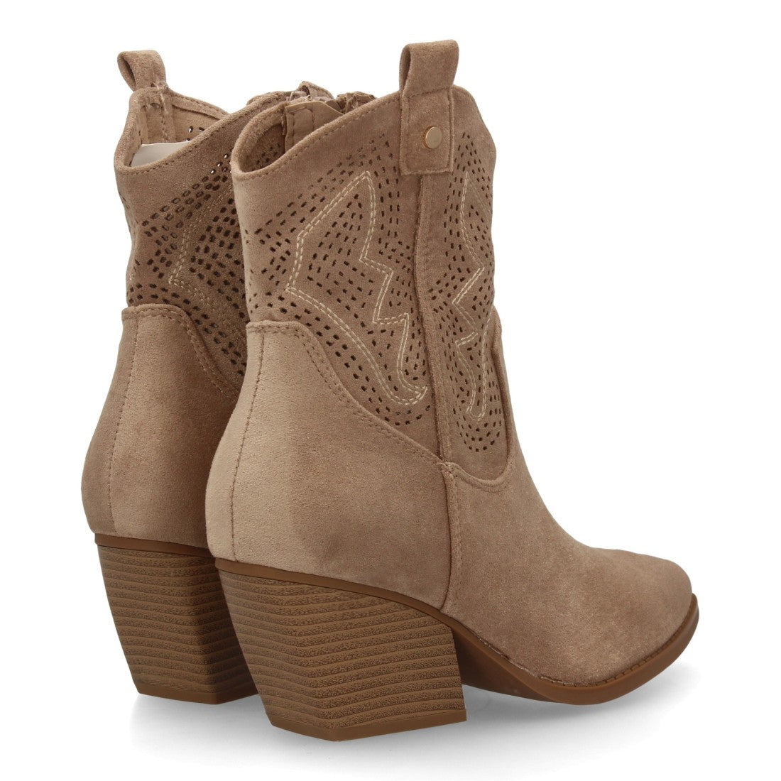 Botín cowboy kaki mujer calados transpirable tacón ancho