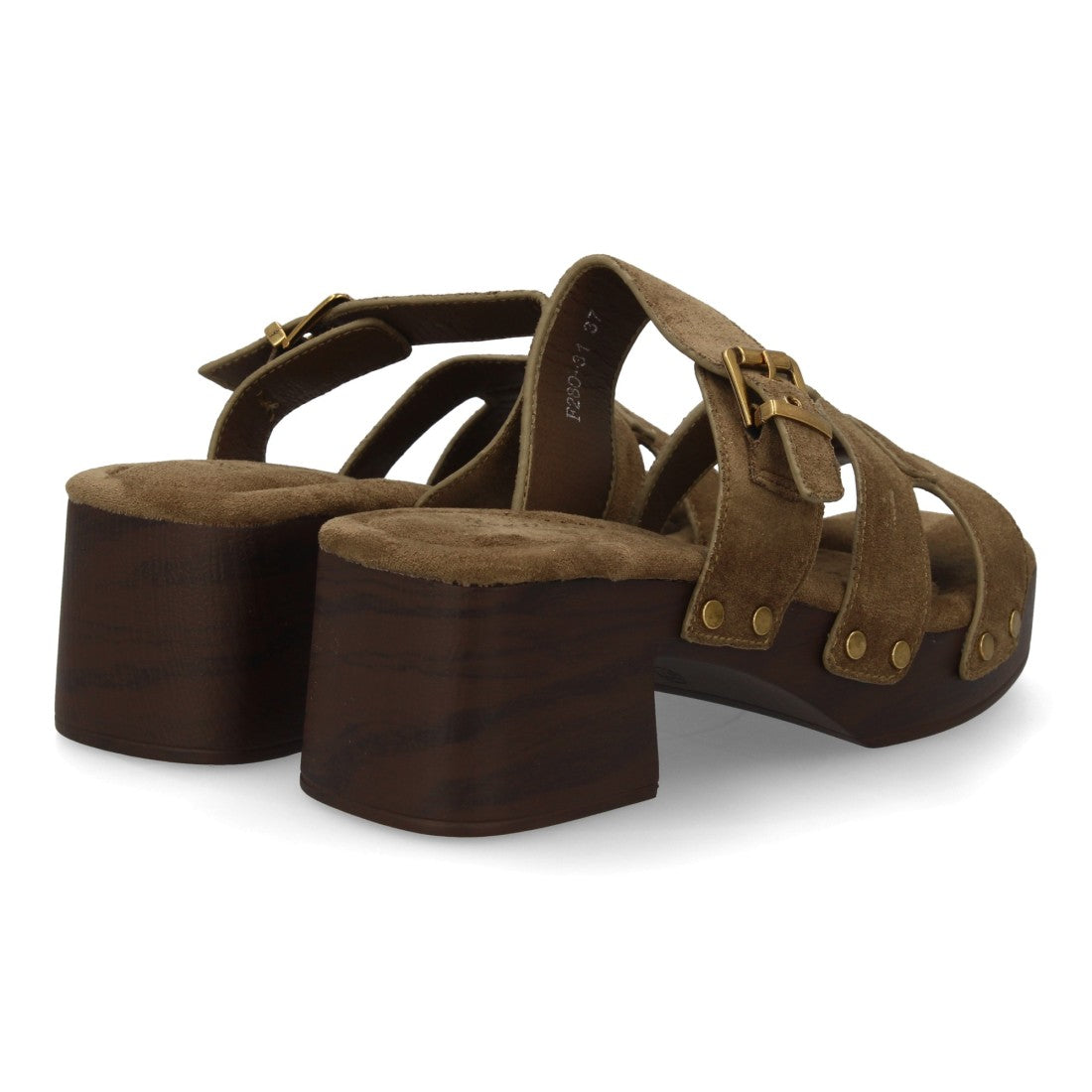 Sandalia verde madera tachuelas mujer