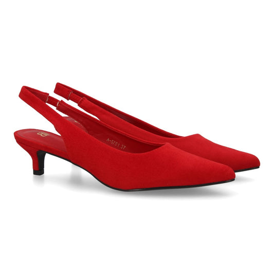 zapato slingback rojo tacon bajo mujer