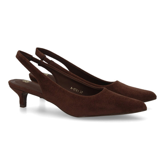 zapato slingback cafe tacon bajo mujer