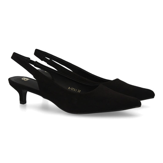 zapato slingback negro tacon bajo mujer