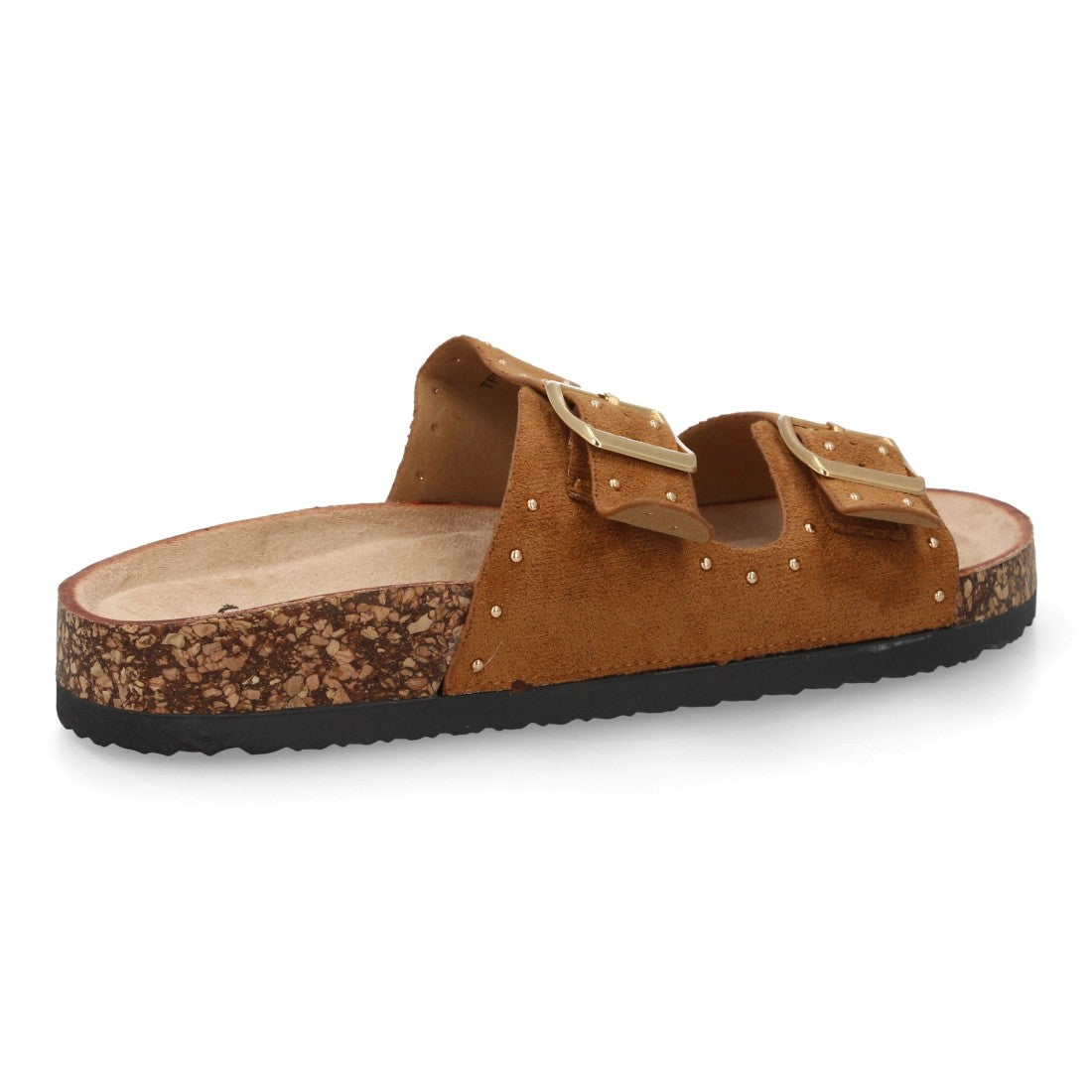 Sandalia bio camel con dos hebillas ajustables y suela de corcho.
