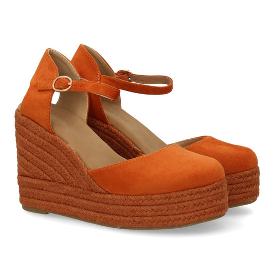 alpargata cuña naranja punta cerrada mujer