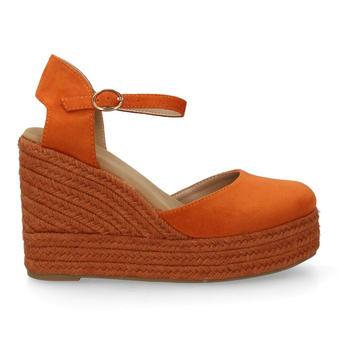 alpargata cuña naranja punta cerrada mujer