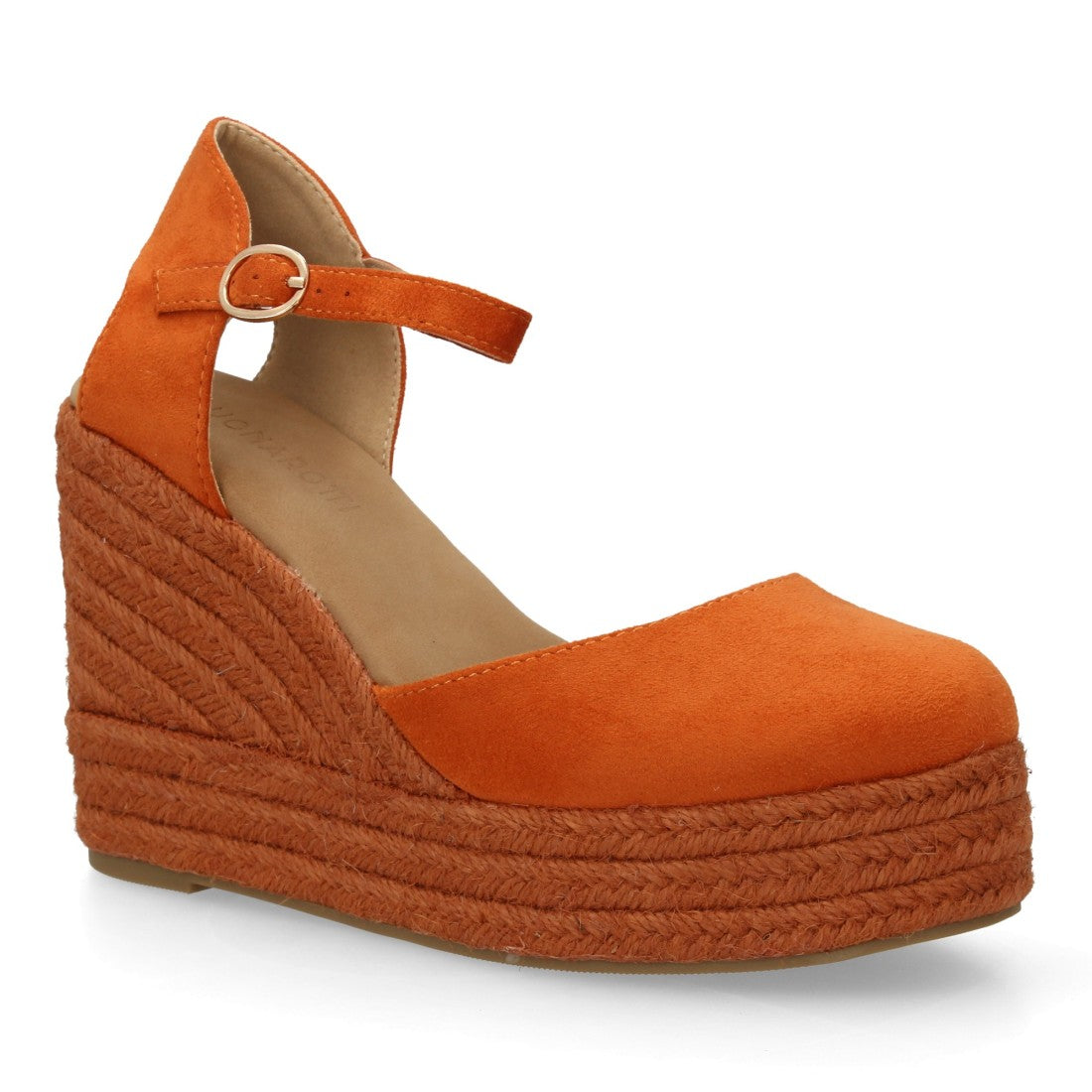 alpargata cuña naranja punta cerrada mujer