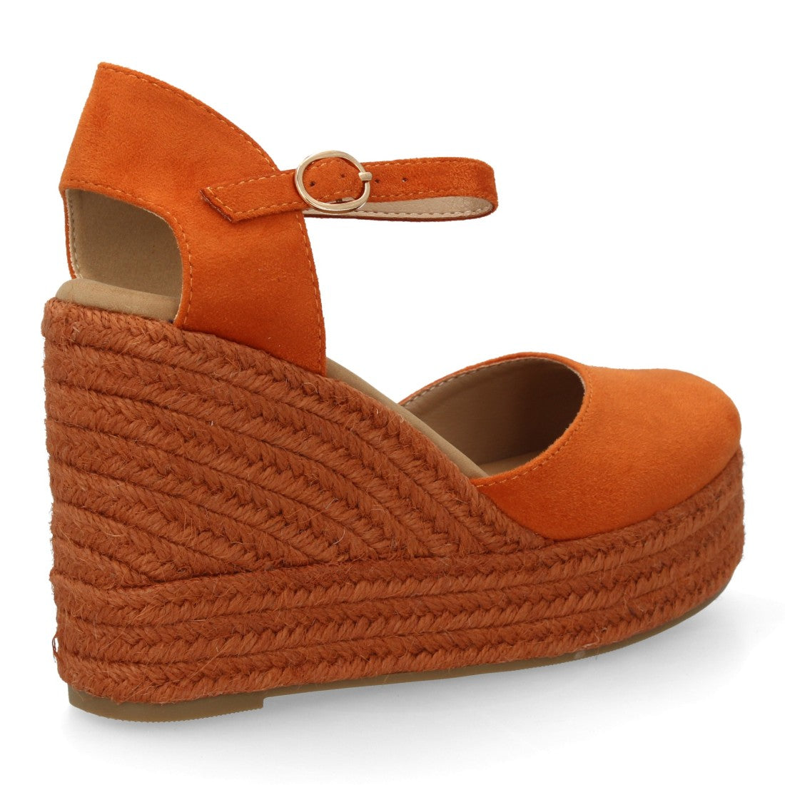 alpargata cuña naranja punta cerrada mujer