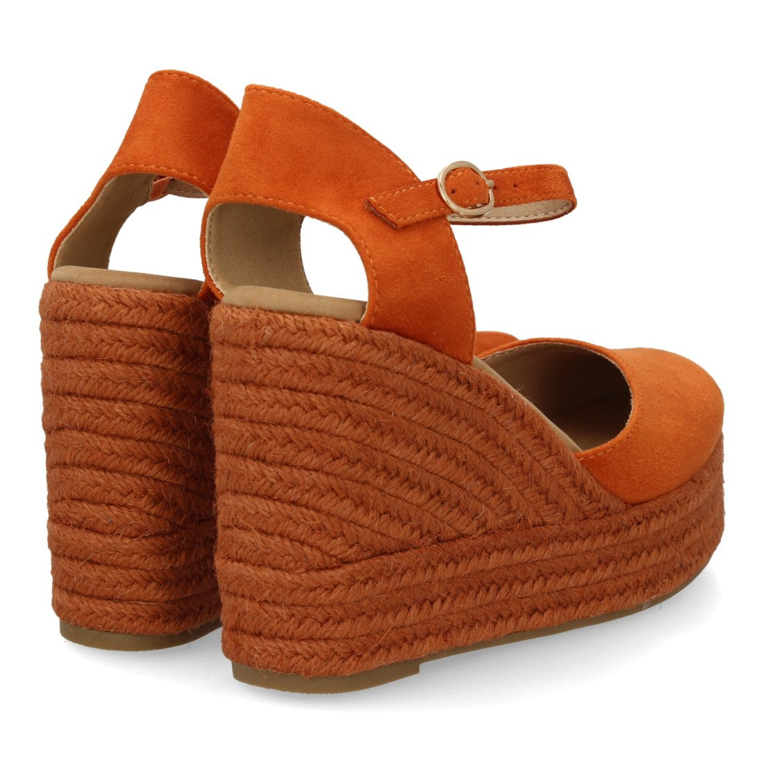 alpargata cuña naranja punta cerrada mujer