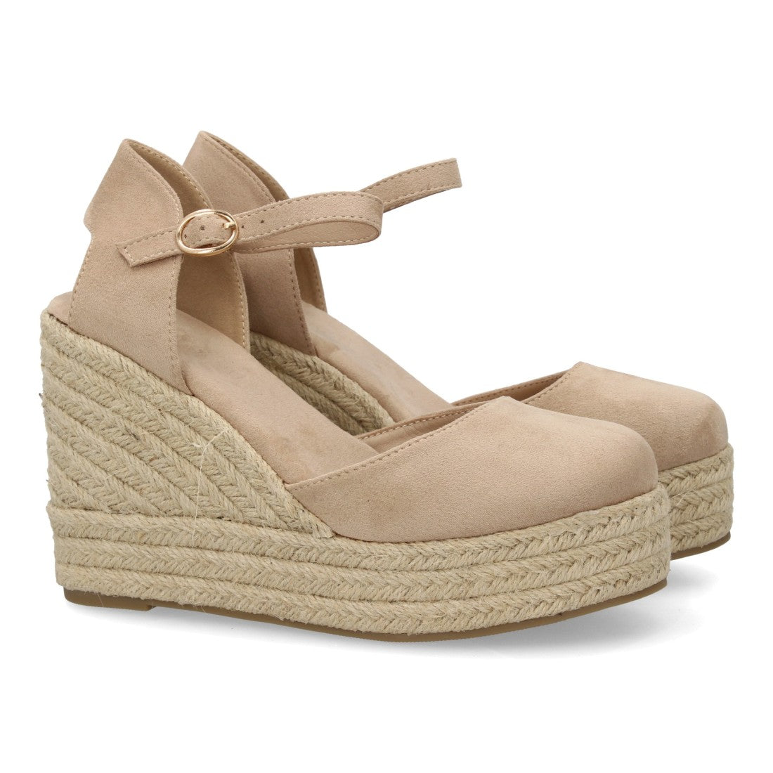 alpargata cuña beige punta cerrada mujer