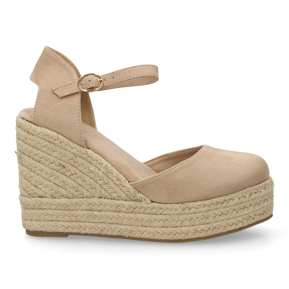 alpargata cuña beige punta cerrada mujer