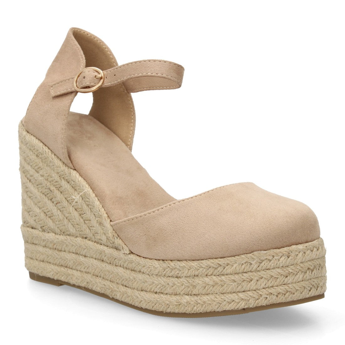 alpargata cuña beige punta cerrada mujer