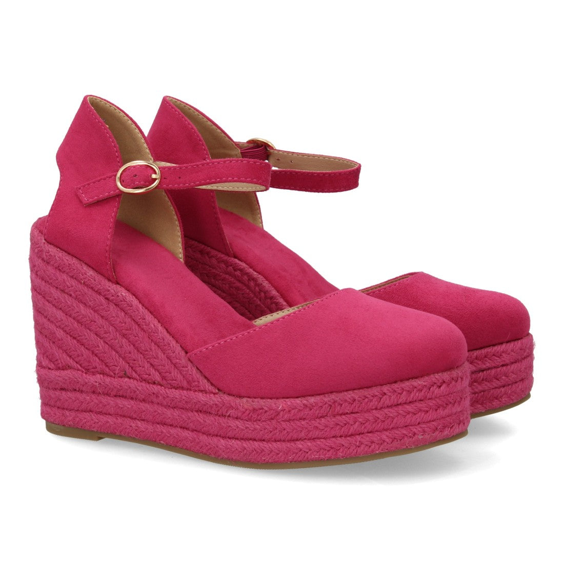 alpargata cuña rosa punta cerrada mujer