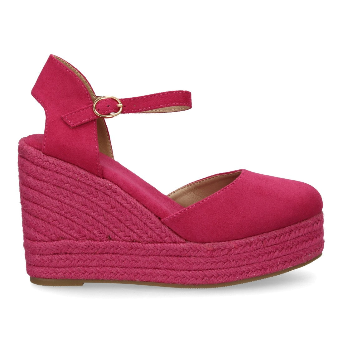 alpargata cuña rosa punta cerrada mujer
