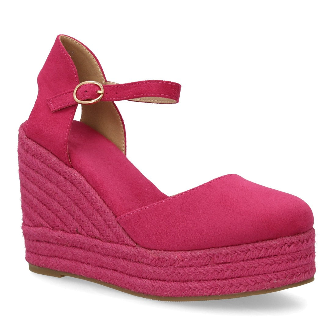 alpargata cuña rosa punta cerrada mujer