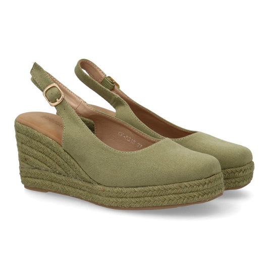 alpargata cuña verde punta cerrada mujer