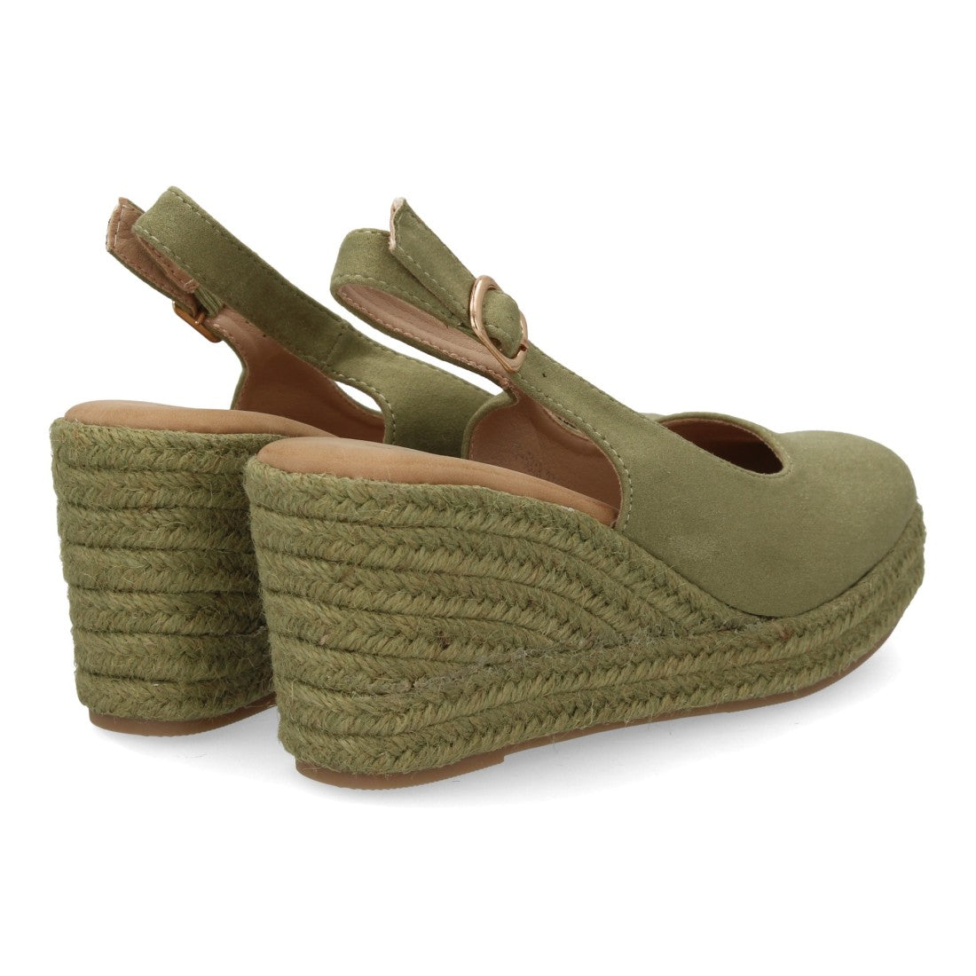 alpargata cuña verde punta cerrada mujer
