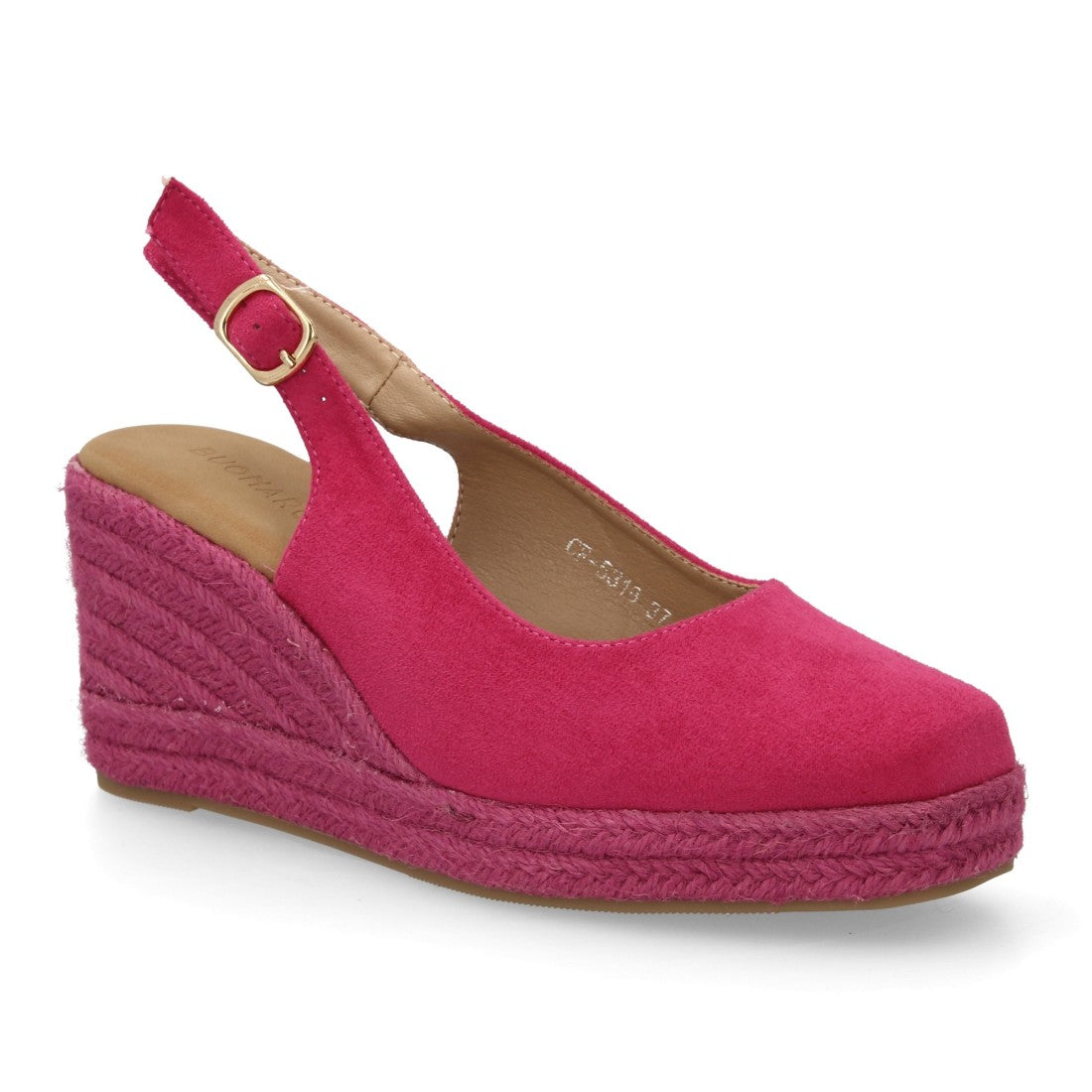 alpargata cuña rosa punta cerrada mujer