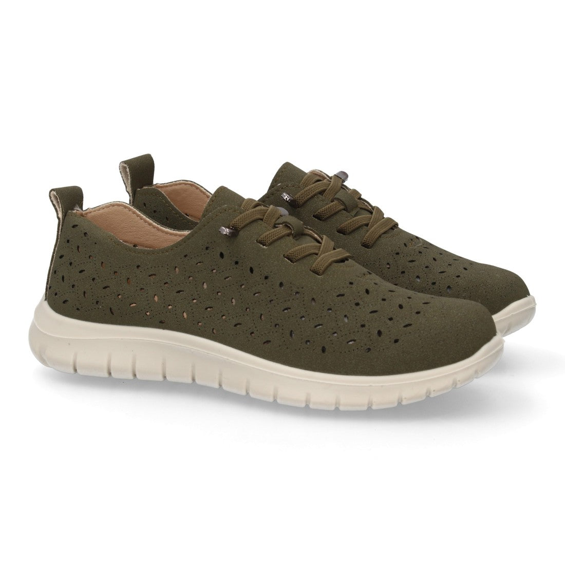 Zapatilla casual mujer verde calada estilo deportivo