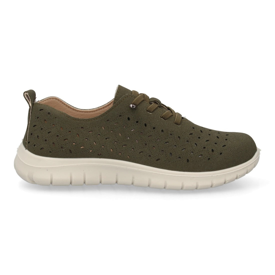 Zapatilla casual mujer verde calada estilo deportivo