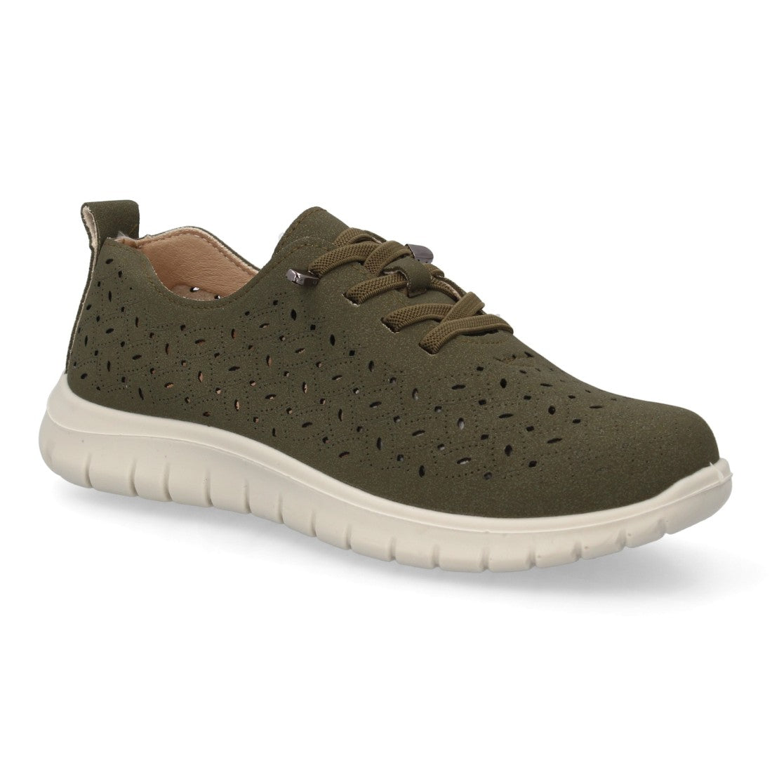 Zapatilla casual mujer verde calada estilo deportivo