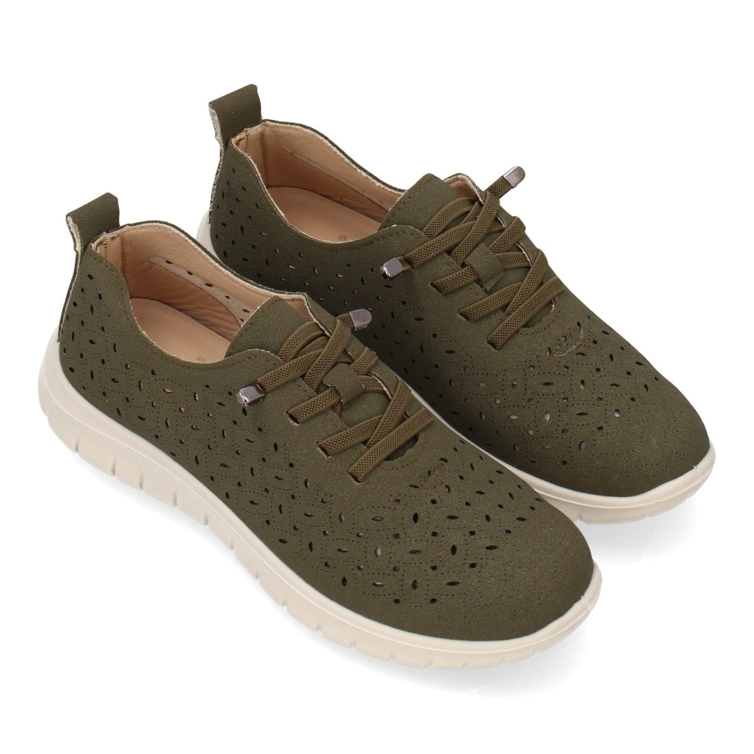 Zapatilla casual mujer verde calada estilo deportivo