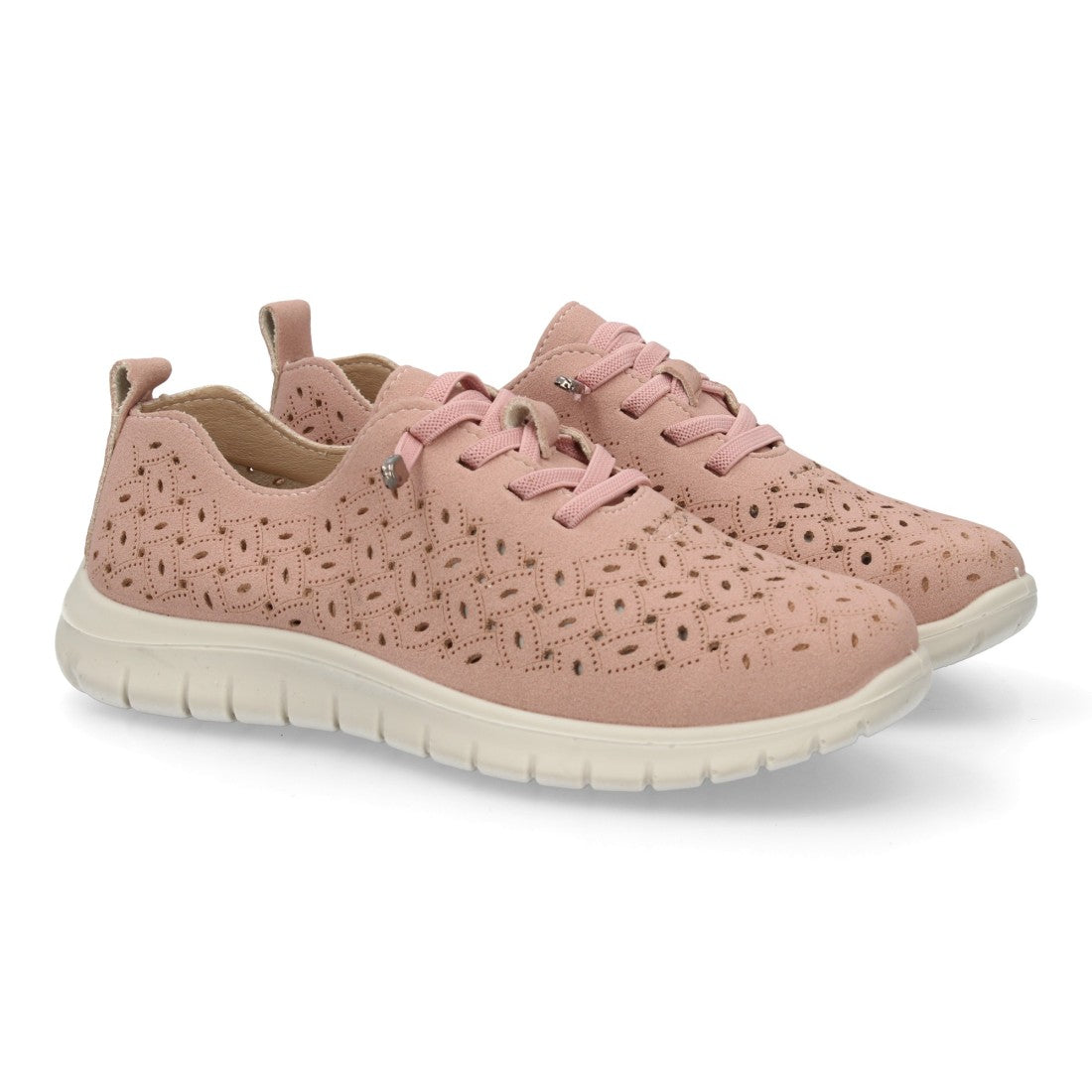 Zapatilla casual mujer rosa calada cuña cómoda