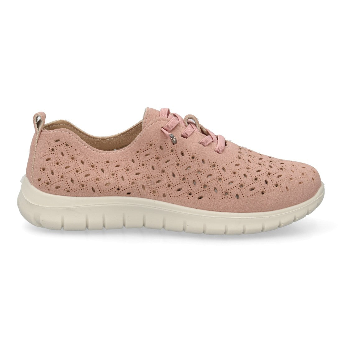 Zapatilla casual mujer rosa calada cuña cómoda