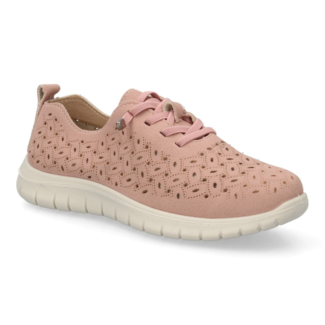Zapatilla casual mujer rosa calada cuña cómoda