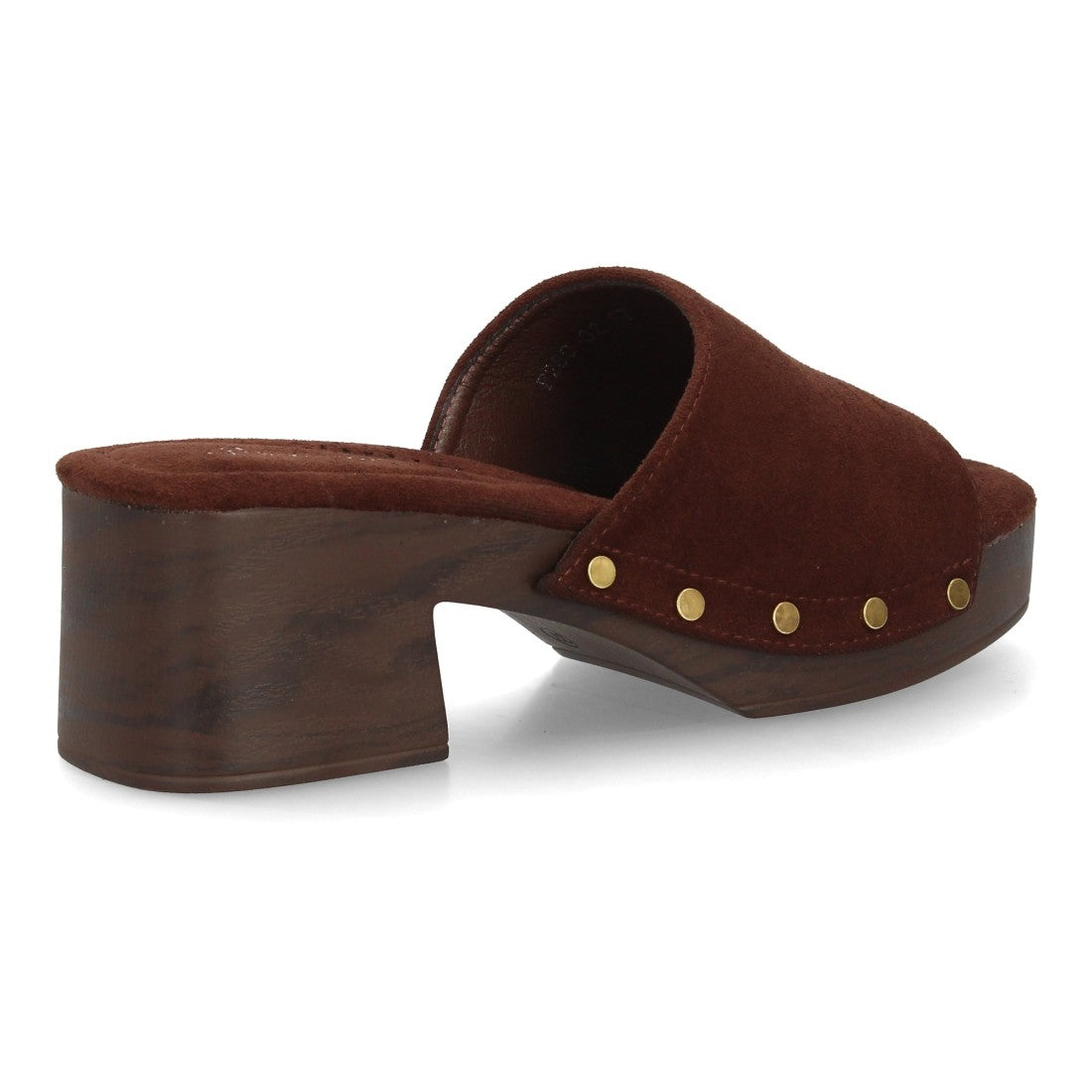 Zueco marrón tacón madera mujer
